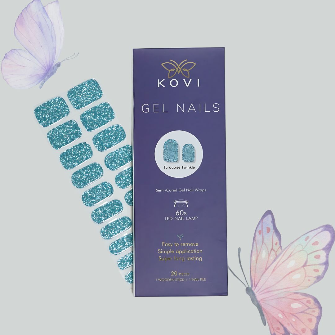 Gel Nails Turquoise Twinkle