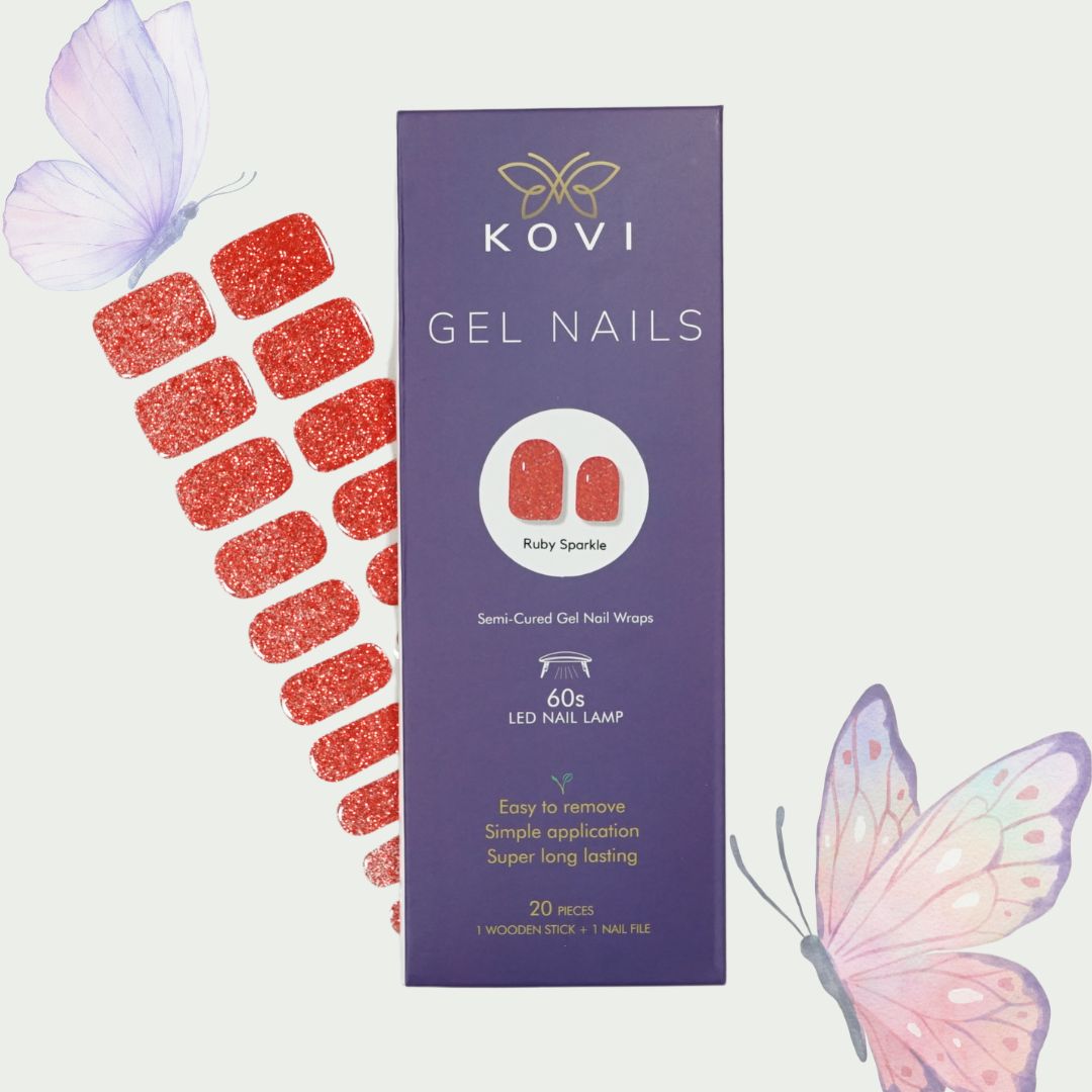 Gel Nails Ruby Sparkle